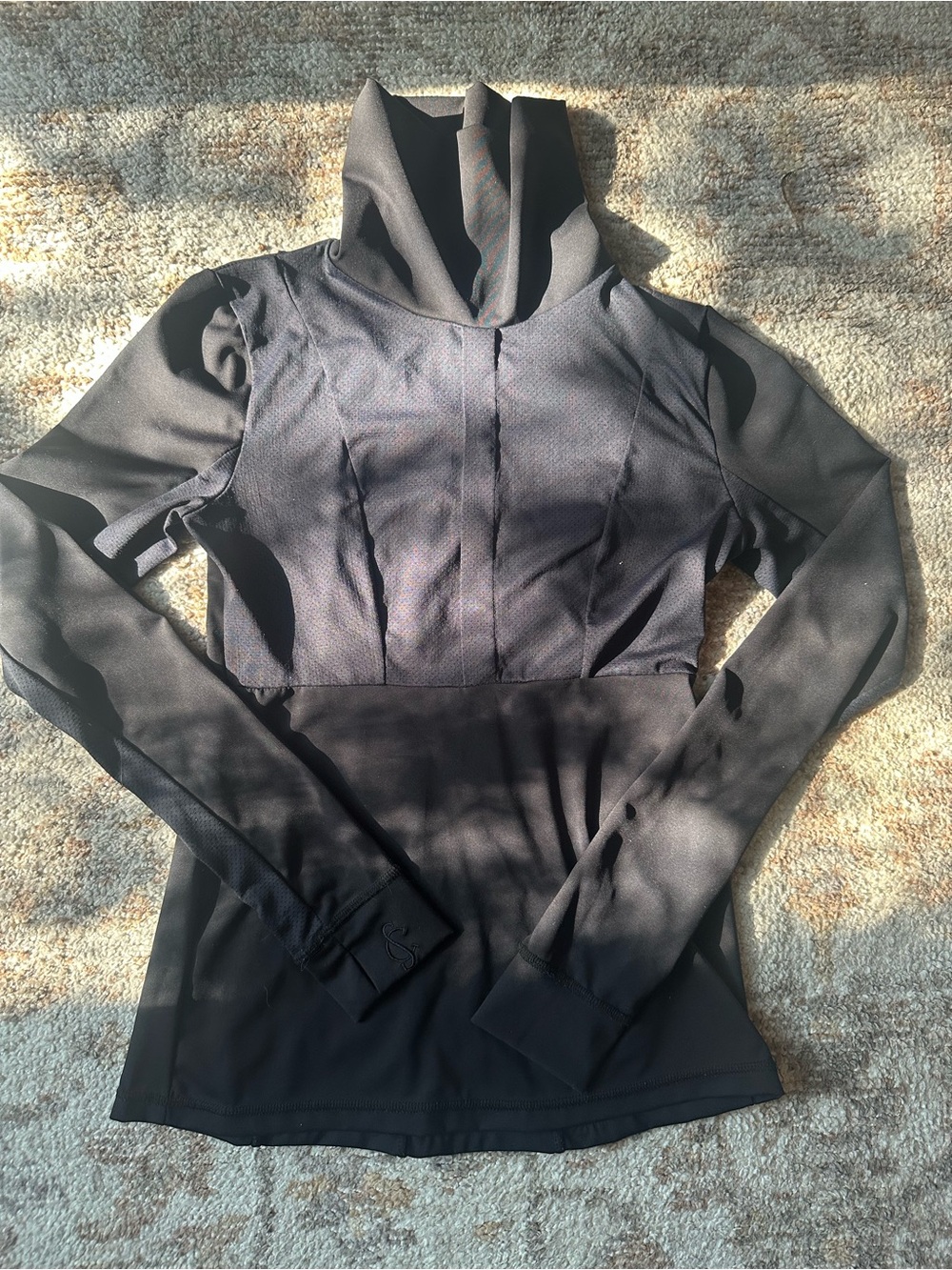 SOLID CITIZEN EQUESTRIAN Black Long-Sleeve Mock Neck Sun Shirt